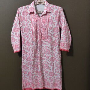 Bella Tu Charlie Shirtdress Pink & White Floral MEDIUM